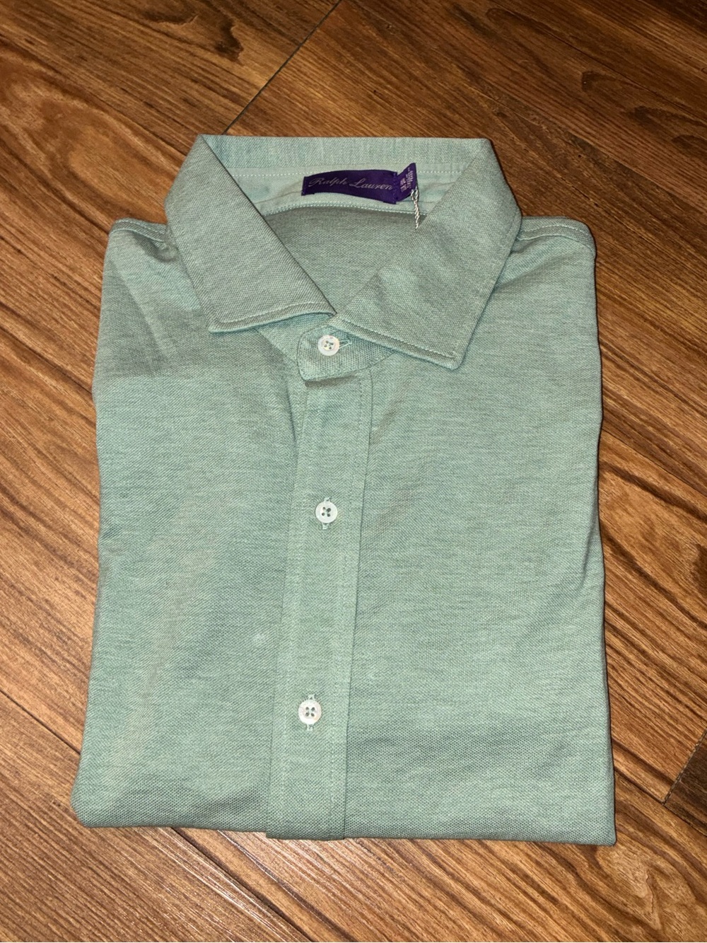 Ralph Lauren Purple Label Mint Green Washed Piquè Button Down Shirt